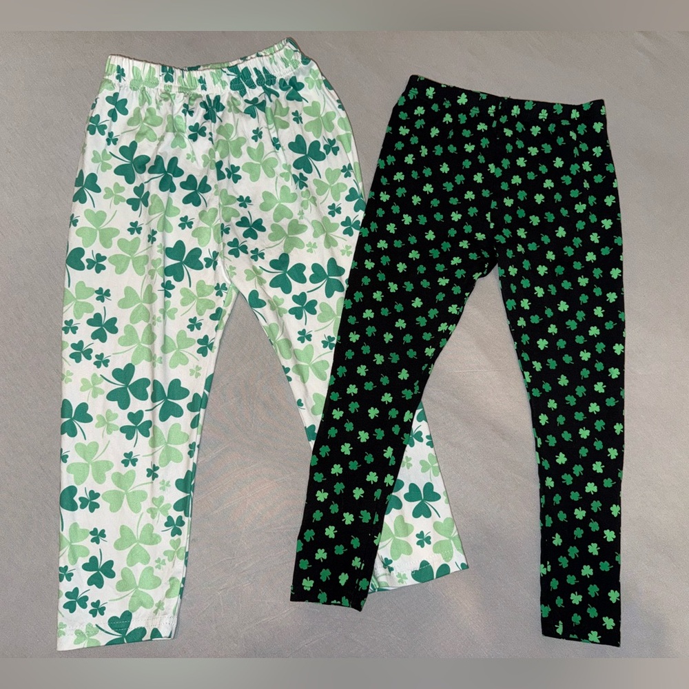 Girls' Shamrock Print Leggings - Green